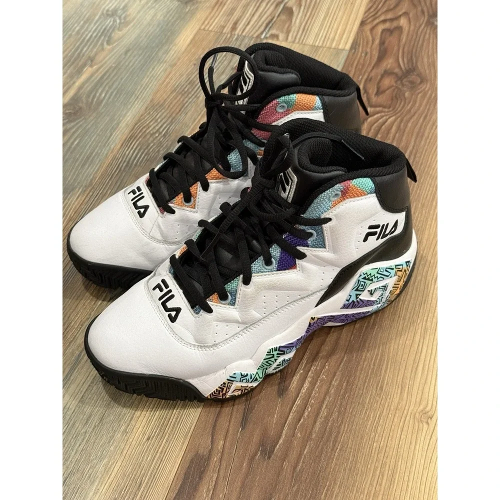 FILA MB Jamal Mashburn Retro High Top Basketball Shoes Men's Size 8 White Black - Picture 1 of 9